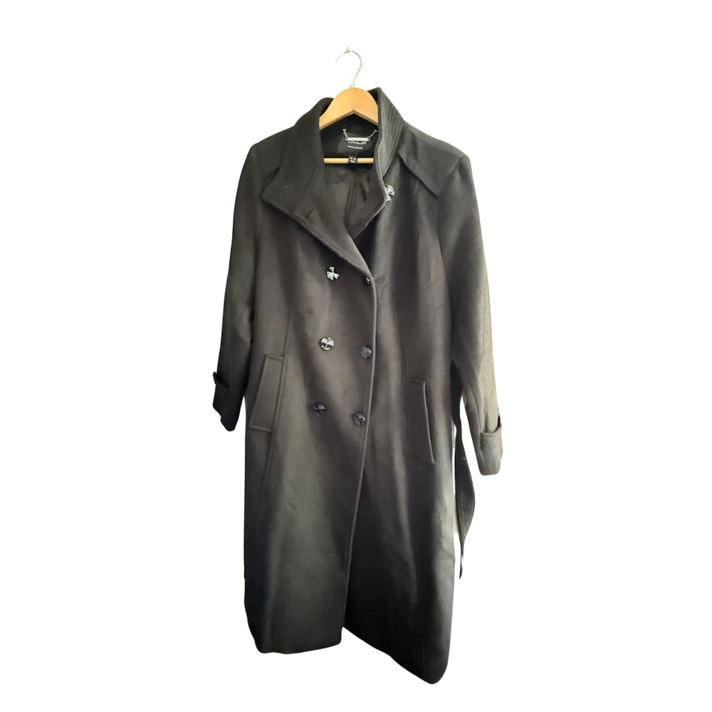 Escalier Black Wool Trench Coat, Women's XXL